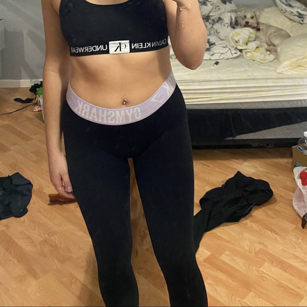 GYMSHARK black leggings lavender band